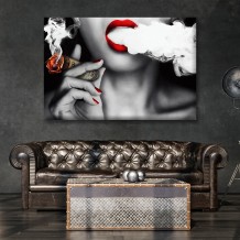 Картина "Girl Smoking A Cigar"