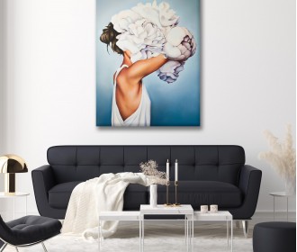 Картина "Жінка з білими квітами"