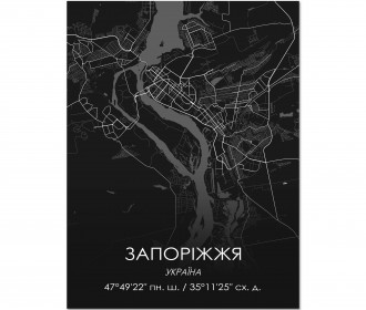 Картина "Мапа Запоріжжя чорна"