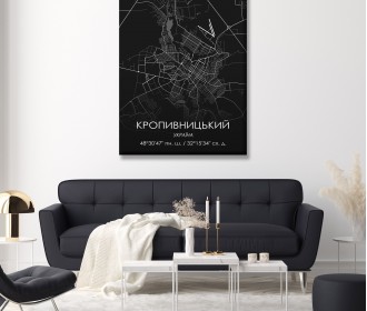 Картина "Мапа Кропивницький чорна"