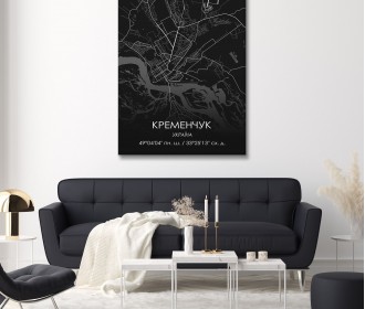 Картина "Мапа Кременчук чорна"