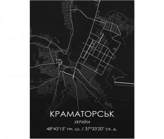 Картина "Мапа Краматорськ чорна"