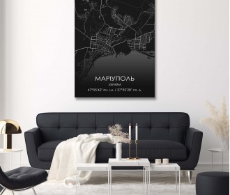 Картина "Мапа Маріуполь чорна"