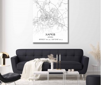 Картина "Мапа Харків біла"