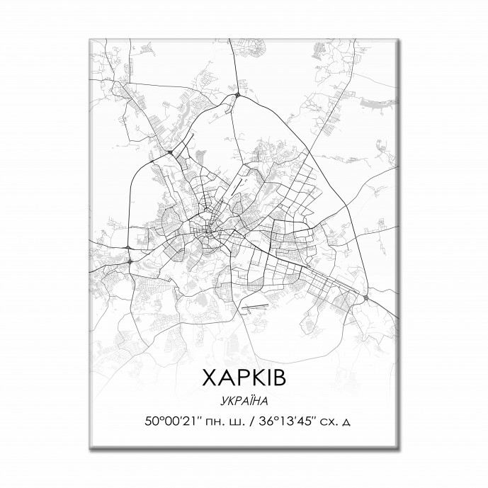 Картина "Мапа Харків біла"