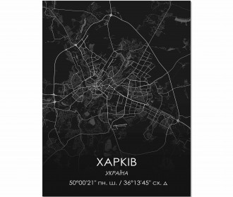 Картина "Мапа Харків чорна"