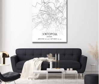 Картина "Мапа Ужгород біла"