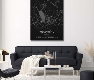 Картина "Мапа Тернопіль чорна"