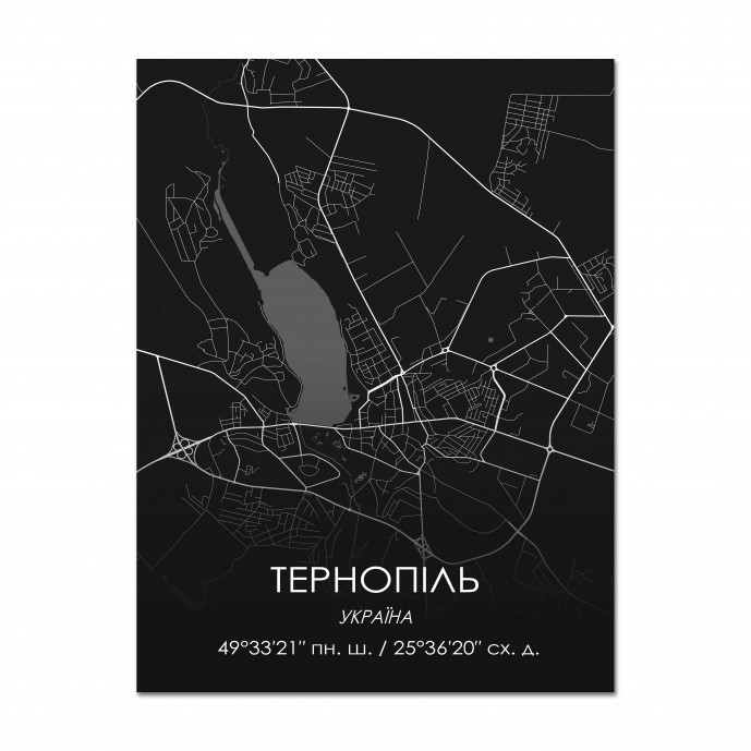 Картина "Мапа Тернопіль чорна"