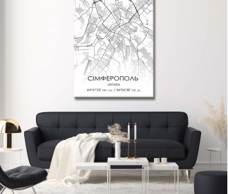 Картина "Мапа Сімферополь біла"