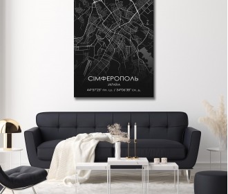 Картина "Мапа Сімферополь чорна"