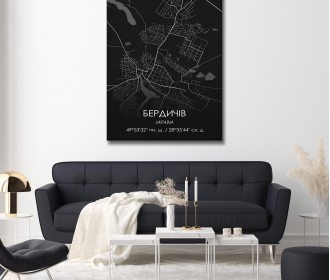 Картина "Мапа Бердичів чорна"